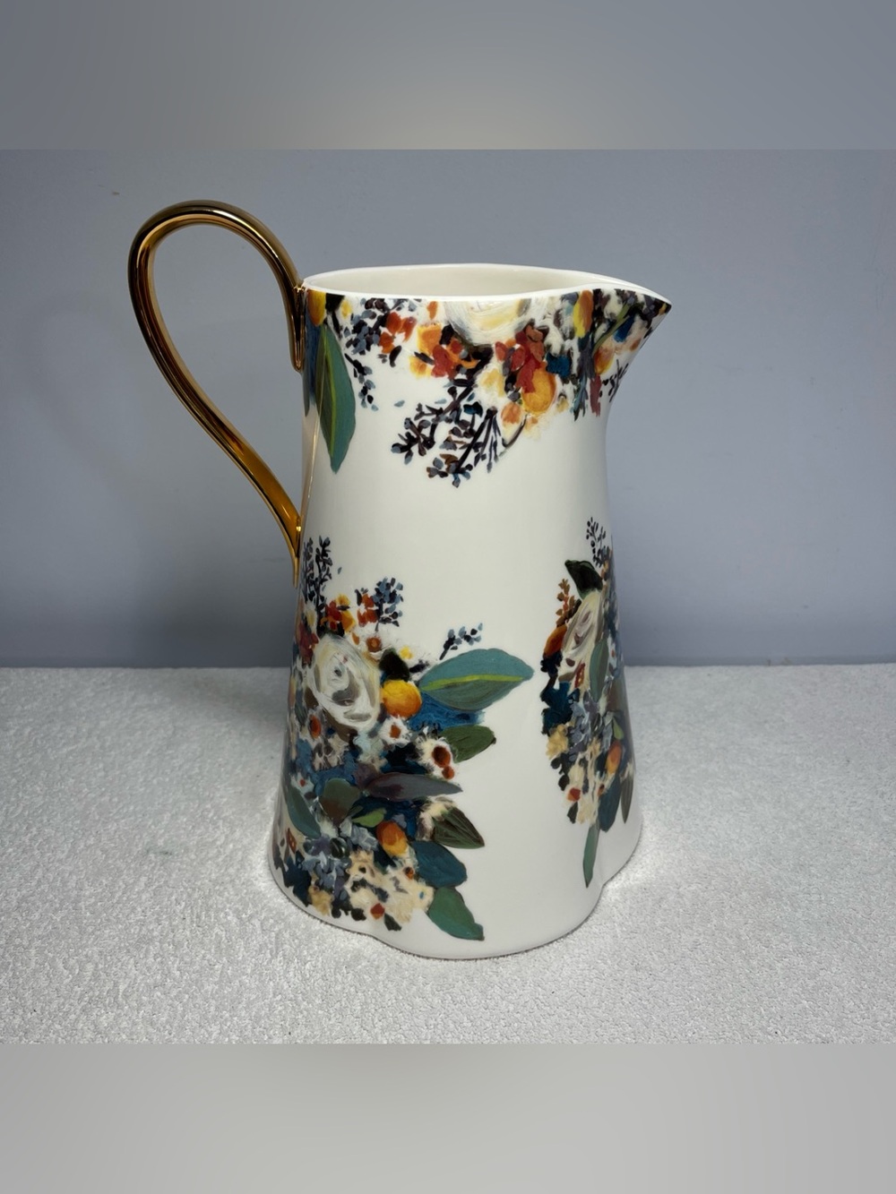 Anthropologie Botanica Pitcher Handpainted Stoneware 95.25 oz